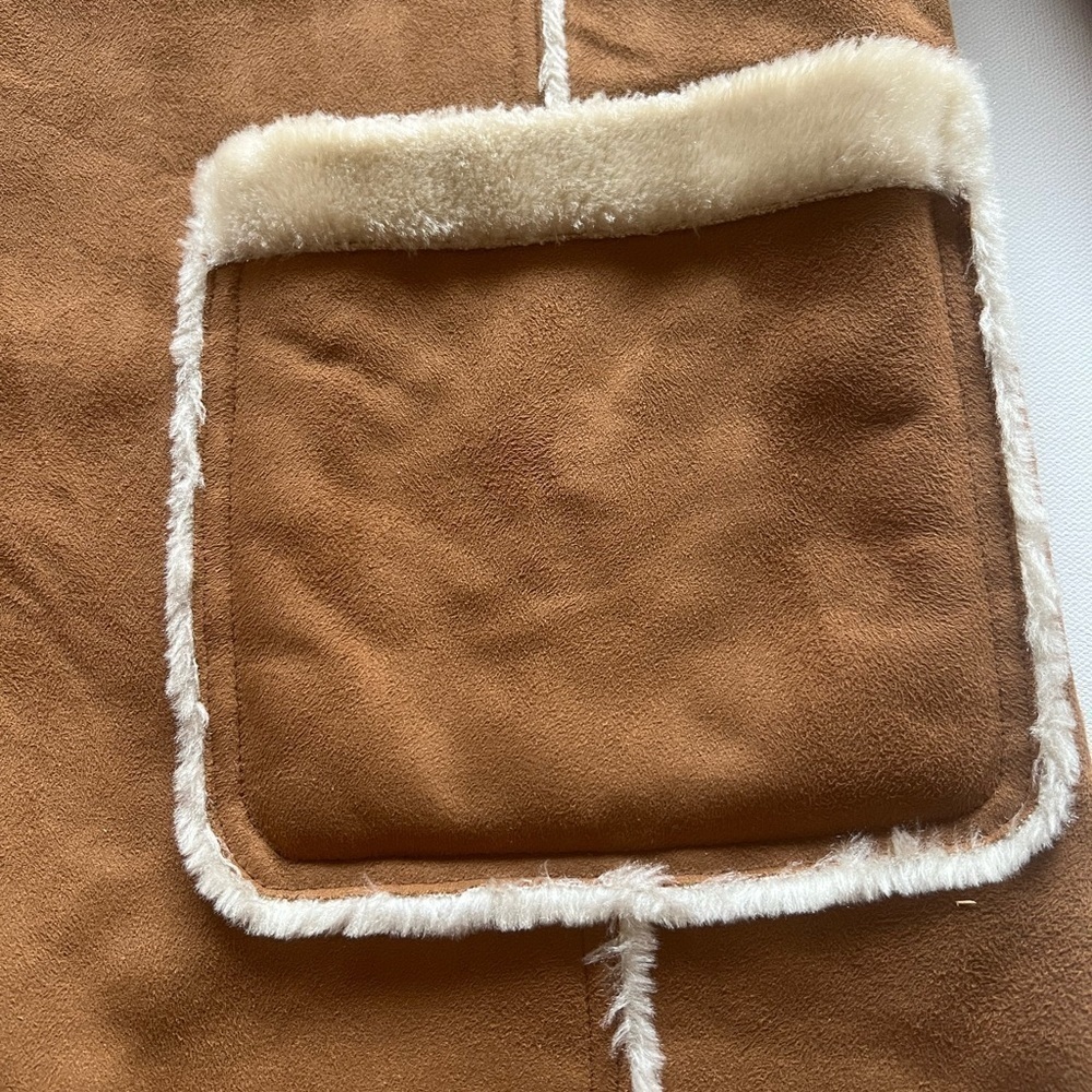 EUC TALLY HO OUTERWEAR Brown Faux Suede & Faux Soft Fur HOODED CAPE Size XL 🔥🔥🐎 - Picture 2 of 8